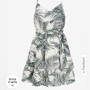Express palm print eyelet dress size xs